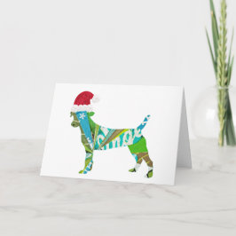 Kunst-Mixed-Media-Collage DOG PUPPY im Weihnachtsm Feiertagskarte