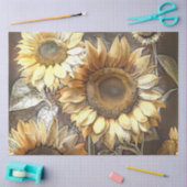 Kunst Moderne Sonnenblumen auf dem Feld Sammlung Seidenpapier (Basteln)