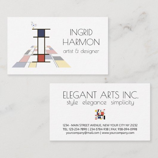 Kunst-Monogramm im neoplastischen Stil. Buchstabe  Visitenkarte (Vorne/Hinten)