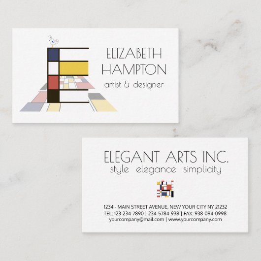 Kunst-Monogramm im neoplastischen Stil. Buchstabe  Visitenkarte (Vorne/Hinten)