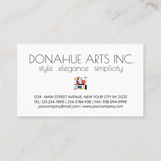 Kunst-Monogramm im neoplastischen Stil. Buchstabe  Visitenkarte (Rückseite)