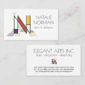 Kunst-Monogramm im neoplastischen Stil. Buchstabe Visitenkarte (Vorne/Hinten)