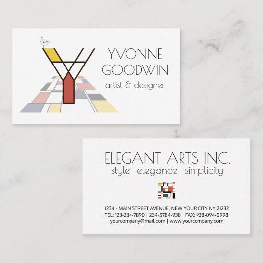 Kunst-Monogramm im neoplastischen Stil. Buchstabe Visitenkarte (Vorne/Hinten)