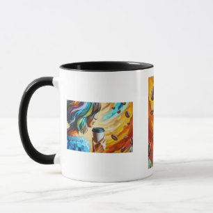Kunst-Mug Coffee Breeze – Farbige Mädchen-Illustra Tasse