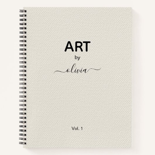 Kunst nach Individuelle Name Beige Imitate Leinwan Notizblock (Vorderseite)