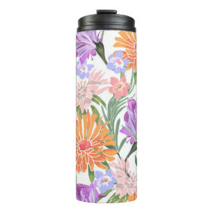 Kunst nahtlose Blumenmuster. Morgenruhm, Ipomoe Thermosbecher