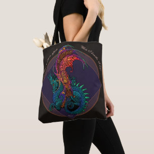 Kunst Nouveau Art-Drache mit lateinischem Motto Tasche