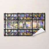 Kunst Nouveau beflecktes Glas-Blumen-Bad-Tuch-Set Badhandtuch Set (Handtuch)