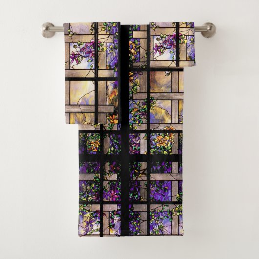 Kunst Nouveau beflecktes Glas-Blumen-Bad-Tuch-Set Badhandtuch Set (Insitu)