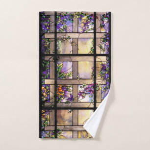 Kunst Nouveau beflecktes Glas-Blumen-Bad-Tuch-Set Badhandtuch Set