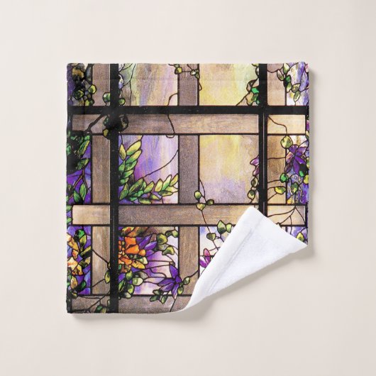 Kunst Nouveau beflecktes Glas-Blumen-Bad-Tuch-Set Badhandtuch Set (Waschlappen)