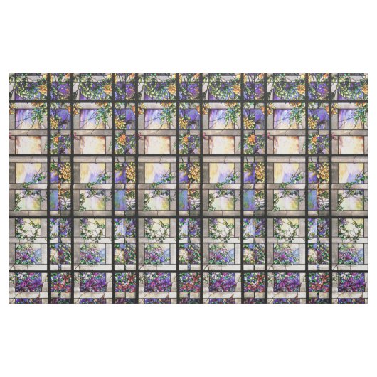 Kunst Nouveau beflecktes Glas-Blumen-Gewebe Stoff (Yard (91,4 cm))