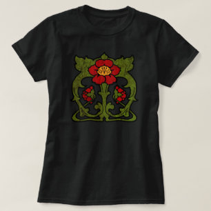 Kunst Nouveau Blumen-Motiv T-Shirt