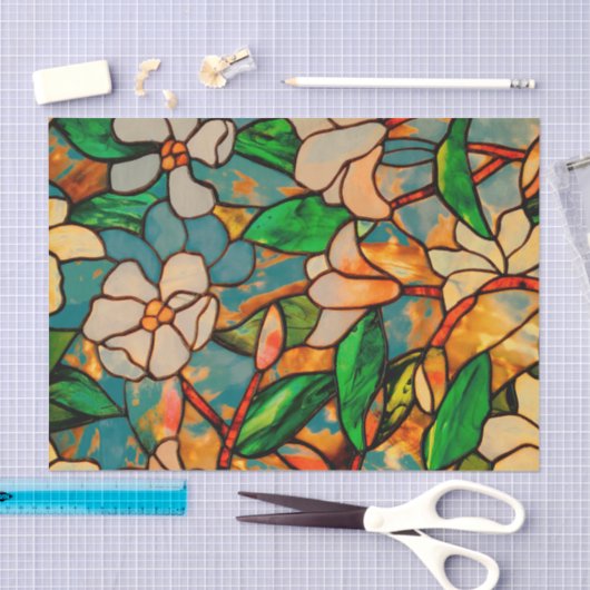 Kunst Nouveau BlumenBuntglas-Seidenpapier Seidenpapier (Handwerk)