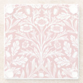 Kunst Nouveau Blumendamast, dunkelrot und weiß Glasuntersetzer (Rückseite)