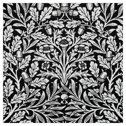 Kunst Nouveau Blumendamast, Schwarzweiss Stoff (Muster)