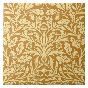 Kunst Nouveau Blumendamast, Senf-Gelb Fliese