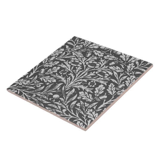 Kunst Nouveau Blumendamast, silbernes Grau/Grau Fliese (Seite)