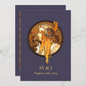 Kunst Nouveau Braut-Hochzeits-Einladung Einladung (Vorne/Hinten)