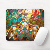 Kunst nouveau Buntglas mit Blumen Mousepad (Mit Mouse)