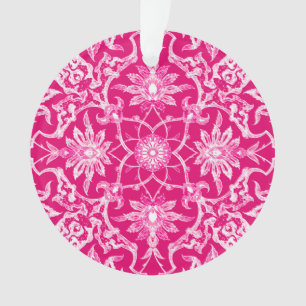 Kunst Nouveau chinesische Fliese - Fuchsien-Rosa Ornament