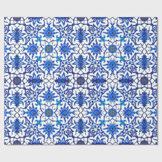 Kunst Nouveau chinesische Fliese - Kobalt-Blau u. Geschenkpapier (Flach)