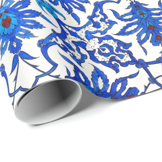 Kunst Nouveau chinesische Fliese - Kobalt-Blau u. Geschenkpapier (Rolleneckpunkt)