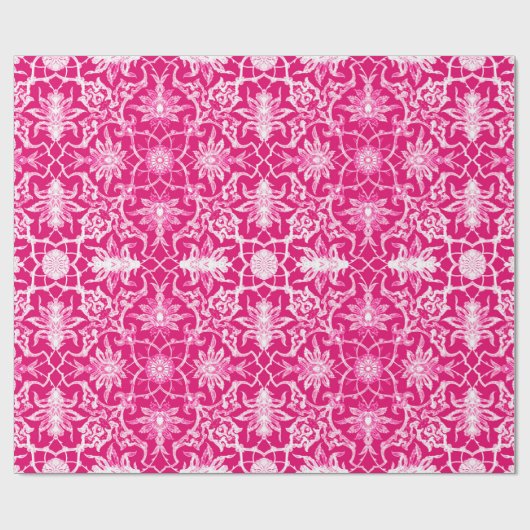 Kunst Nouveau chinesisches Muster - Fuschia Rosa Geschenkpapier (Flach)