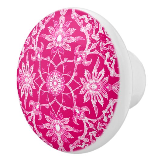 Kunst Nouveau chinesisches Muster - Fuschia Rosa Keramikknauf (Rechts)