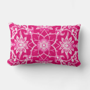 Kunst Nouveau chinesisches Muster - Fuschia Rosa Lendenkissen