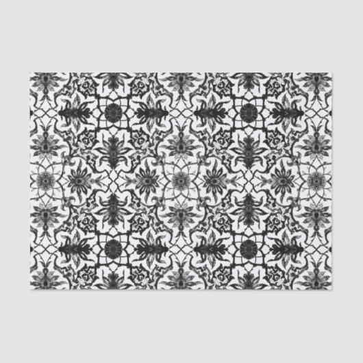 Kunst Nouveau chinesisches Muster - Schwarzweiss Seidenpapier (Vorderseite)