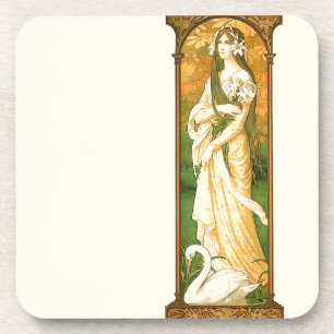 Kunst Nouveau Dame Lily Floral Flowers Coaster Getränkeuntersetzer