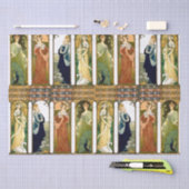 Kunst Nouveau Dame Swan Peacock Dove Flowers Seidenpapier (Handwerk)