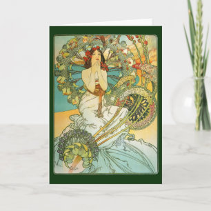 Kunst Nouveau Dame und Vögel Anmerkung oder Karte