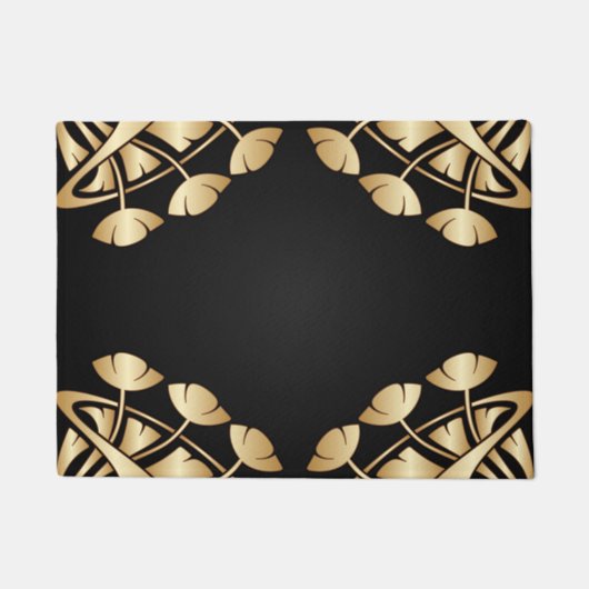 Kunst nouveau, Deko, Gold, Schwarzes, Chic, Fußmatte (Vorderseite)