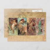 Kunst Nouveau ~ die vier Jahreszeiten Postkarte (Vorne/Hinten)