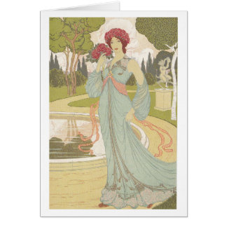 Kunst Nouveau Entwurf - Mädchen mit Rosen