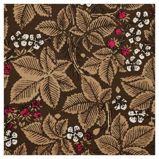 Kunst Nouveau Erdbeeren und Blätter, dunkles Brown Stoff (Muster)
