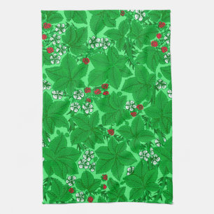 Kunst Nouveau Erdbeeren und Blätter, Limones Grü Geschirrtuch