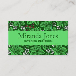 Kunst Nouveau Erdbeeren und Blätter, Smaragdgrün Visitenkarte