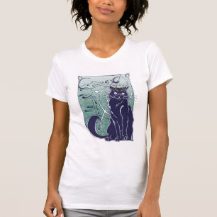 Kunst Nouveau französisches Katzen-Shirt T-Shirt