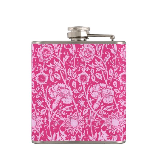 Kunst Nouveau Gartennelken-Damast, Fuchsien-Rosa Flachmann (Rückseite)