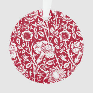 Kunst Nouveau Gartennelken-Damast, Rot und Weiß Ornament
