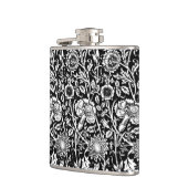 Kunst Nouveau Gartennelken-Damast, Schwarzweiss Flachmann (Links)