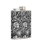 Kunst Nouveau Gartennelken-Damast, Schwarzweiss Flachmann (Rechts)