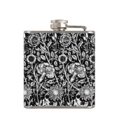 Kunst Nouveau Gartennelken-Damast, Schwarzweiss Flachmann (Rückseite)