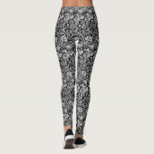 Kunst Nouveau Gartennelken-Damast, Schwarzweiss Leggings (Rückseite)