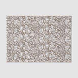 Kunst Nouveau Gartennelken-Damast, Taupe und Weiß Seidenpapier