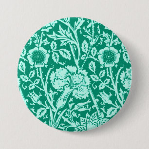 Kunst Nouveau Gartennelken-Damast, Türkis Button