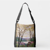 Kunst Nouveau Iris-Blumen-beflecktes Blumenglas Tragetaschen Mit Langen Trägern (Vorderseite)